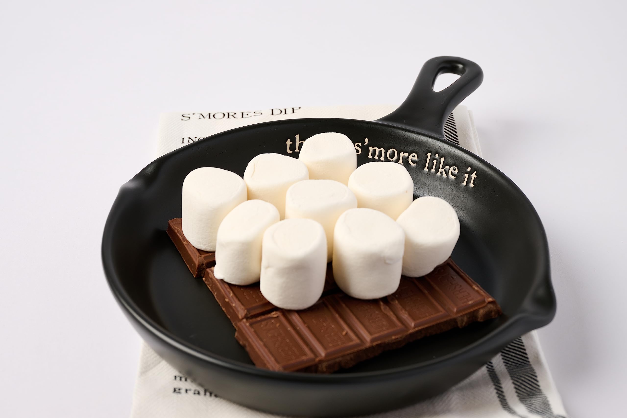 Mud Pie, Black, S'More Set, 11.75" x 8" | spoon 5.5" 26" x 16.5", skillet 11 3/4" x 8" | towel 26" x 16 1/2"