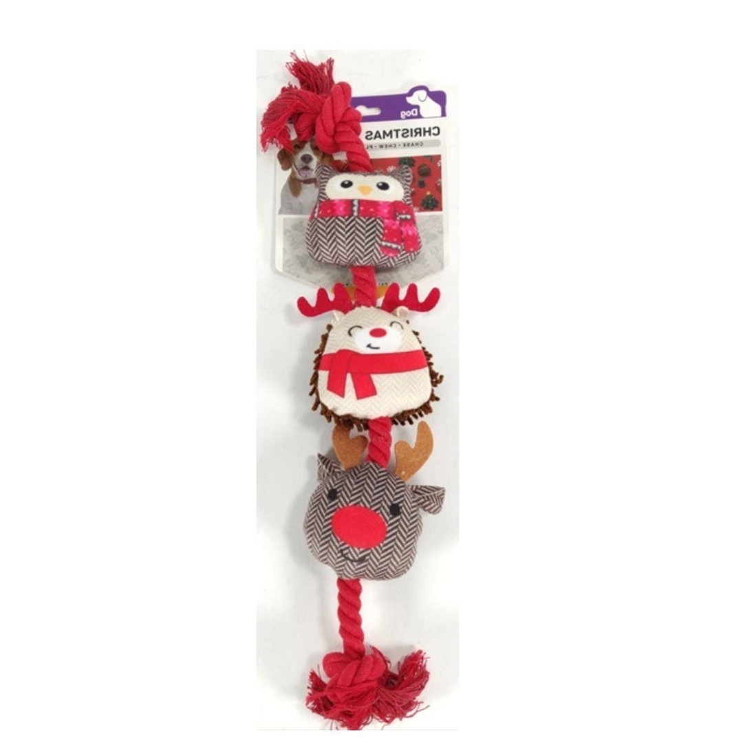 Christmas Owl and Reindeer Dog Rope Toy