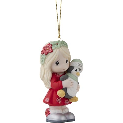 Precious Moments 2024 Collector Little Girl Ornament | Have Yourself A Merry Little Christmas Dated 2024 Girl Bisque Porcelain Ornament | Holiday Decor & Gifts