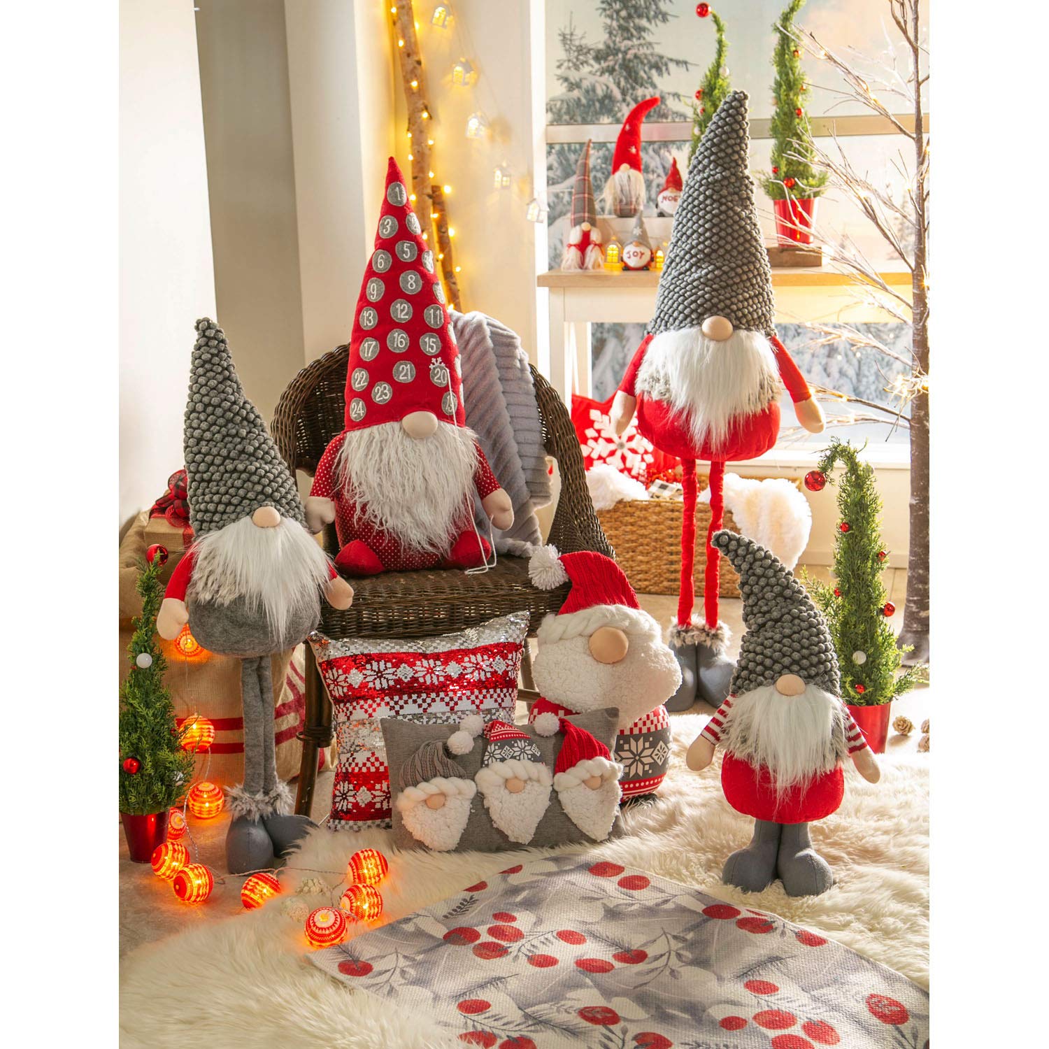 Cypress Home Beautiful Christmas Holiday Garden Gnome Shaped Comfrotable Pillow 10 x6 x 18 Incesh Indoor/Outdoor Decoration for Homes, Yards and Gardens