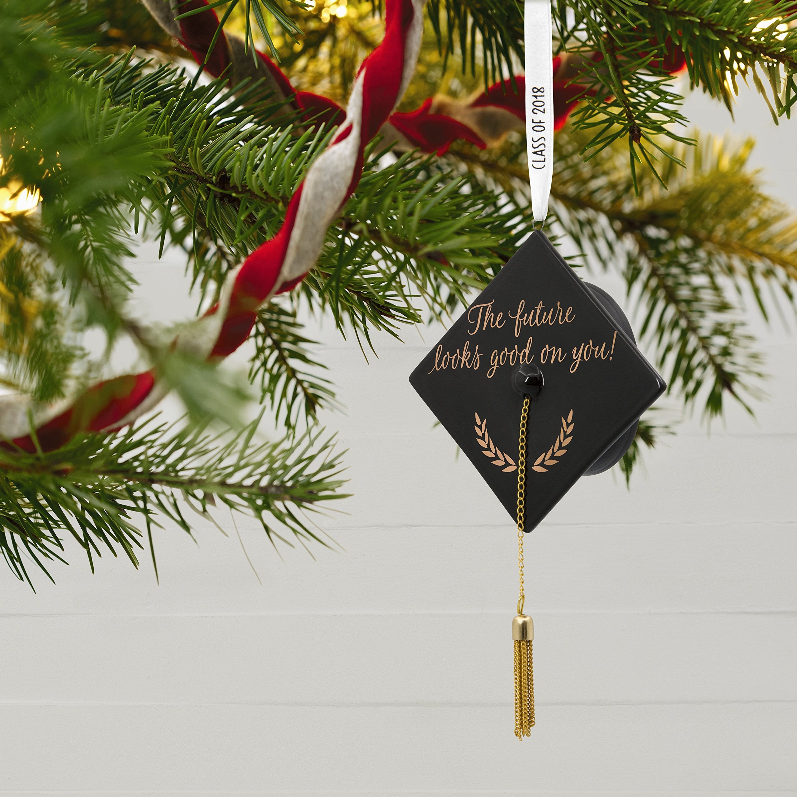 Hallmark Keepsake Christmas Ornament 2018 Graduation Gift Congrats Grad Cap Year Dated Porcelain and Metal