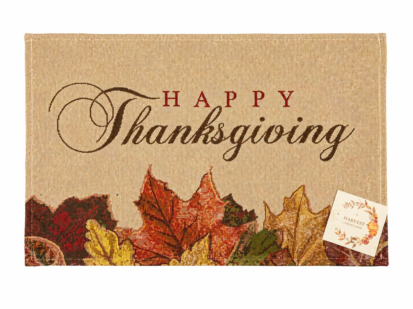 Nidico Harvest Collection "Happy Thanksgiving" Autumn Leaves Tapestry Placemat