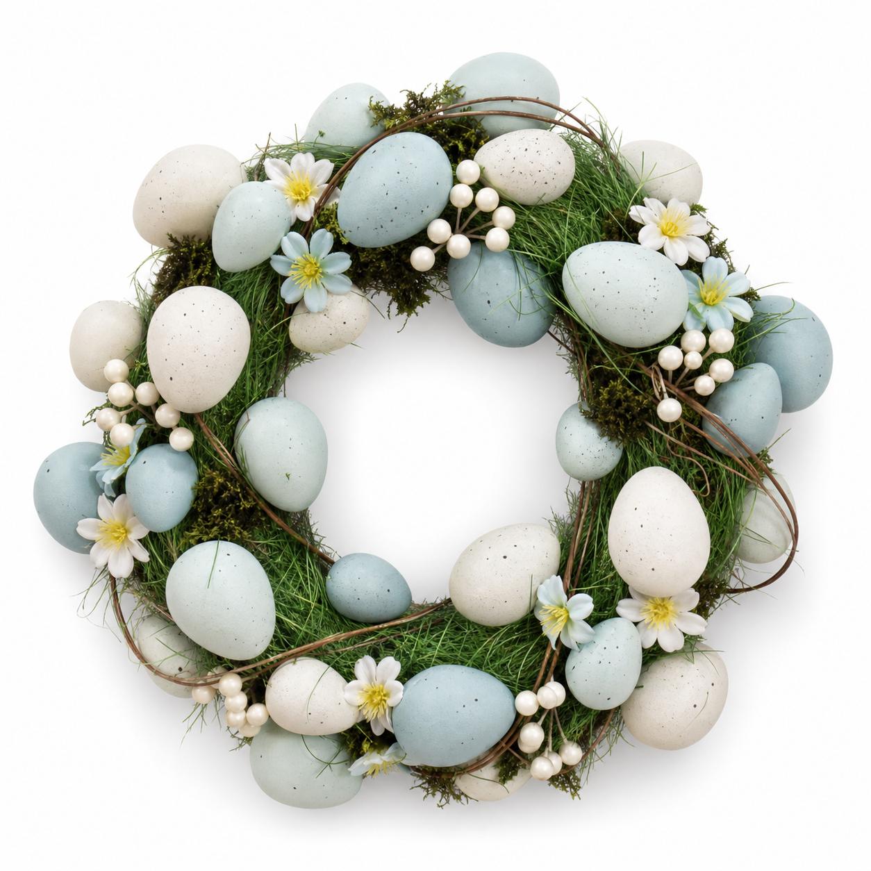 Easter Egg Wreath, Speckled Eggs - Blue