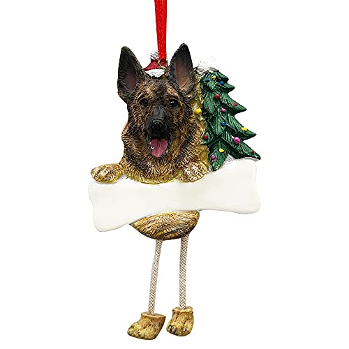 German Shepherd Ornament with Unique "Dangling Legs" Hand Painted and Easily Personalized Christmas Ornament