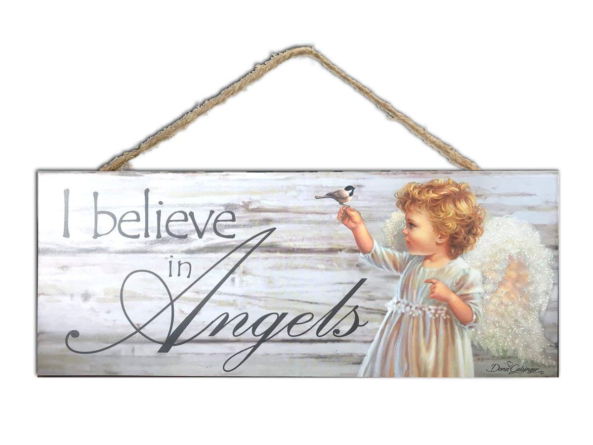 Believe in Angels Wooden Sign with Rope Hanger