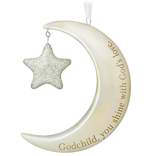 Hallmark Keepsake 2017 Godchild, You Shine Moon and Stars Premium Porcelain Dated Christmas Ornament