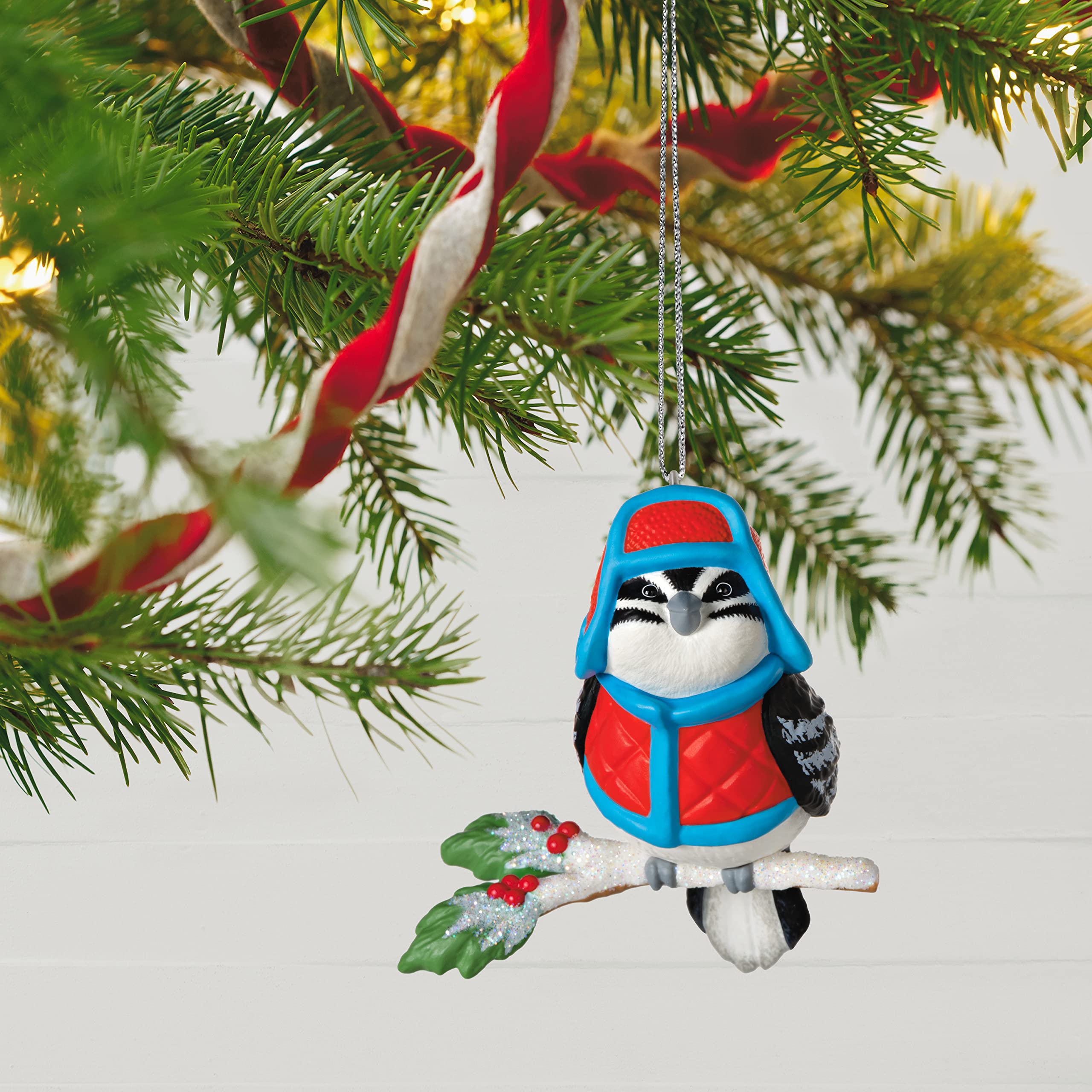 Hallmark Keepsake Plastic Christmas Ornament 2022, Cozy Critters Woodpecker Bird Ornament