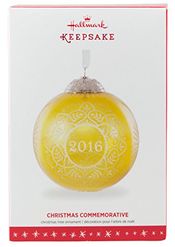Hallmark Keepsake Ornament Christmas Commemorative Gold Glass Ball 2016