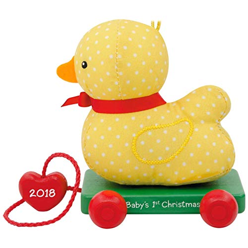 Hallmark Keepsake Christmas Ornament 2018 Year Dated, Baby's First Christmas, Fabric and Wood