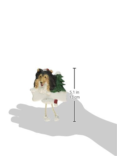 Sheltie Ornament with Unique "Dangling Legs" Hand Painted and Easily Personalized Christmas Ornament