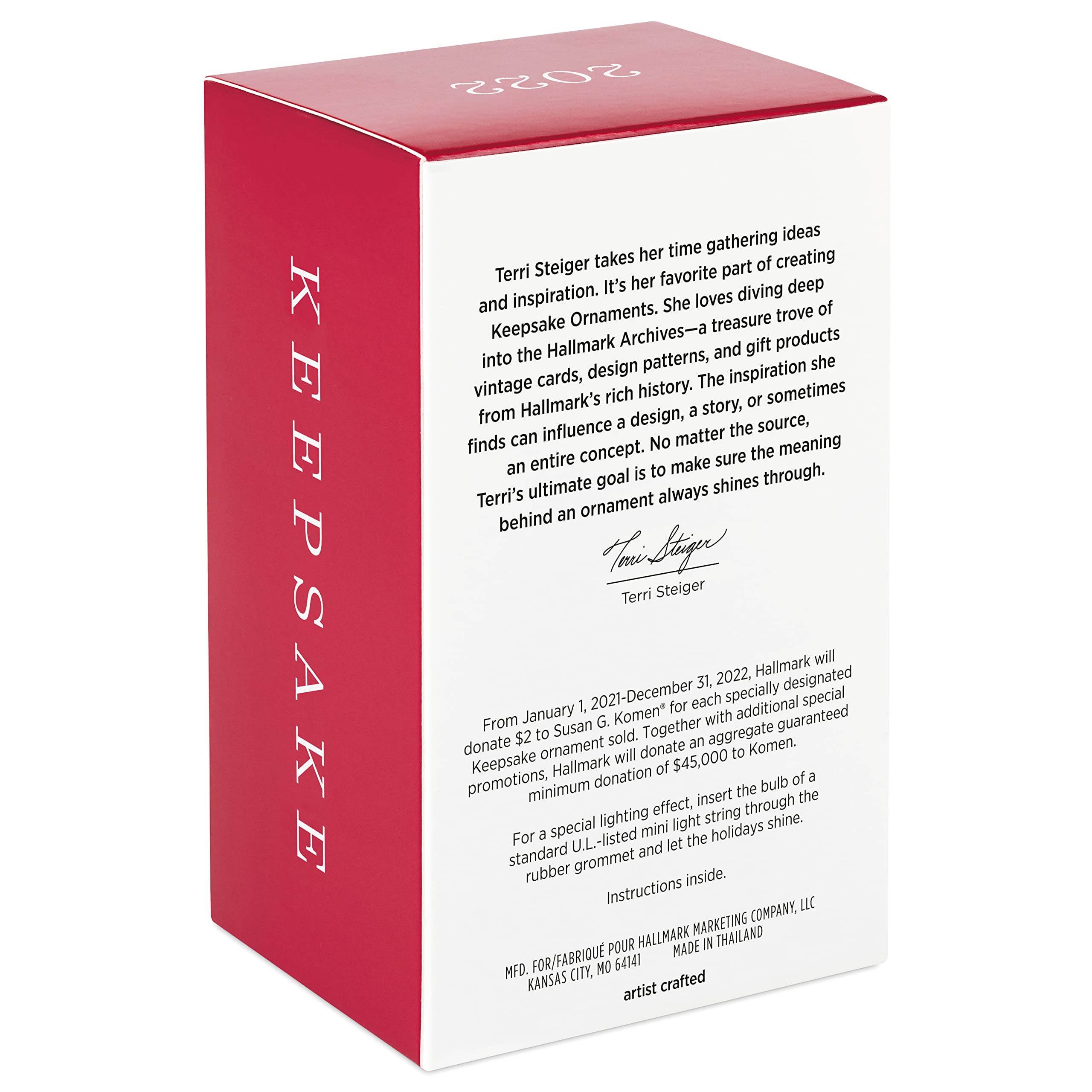 Hallmark Keepsake Plastic Christmas Ornament 2022, Healing Light Angel Benefiting Susan G. Komen