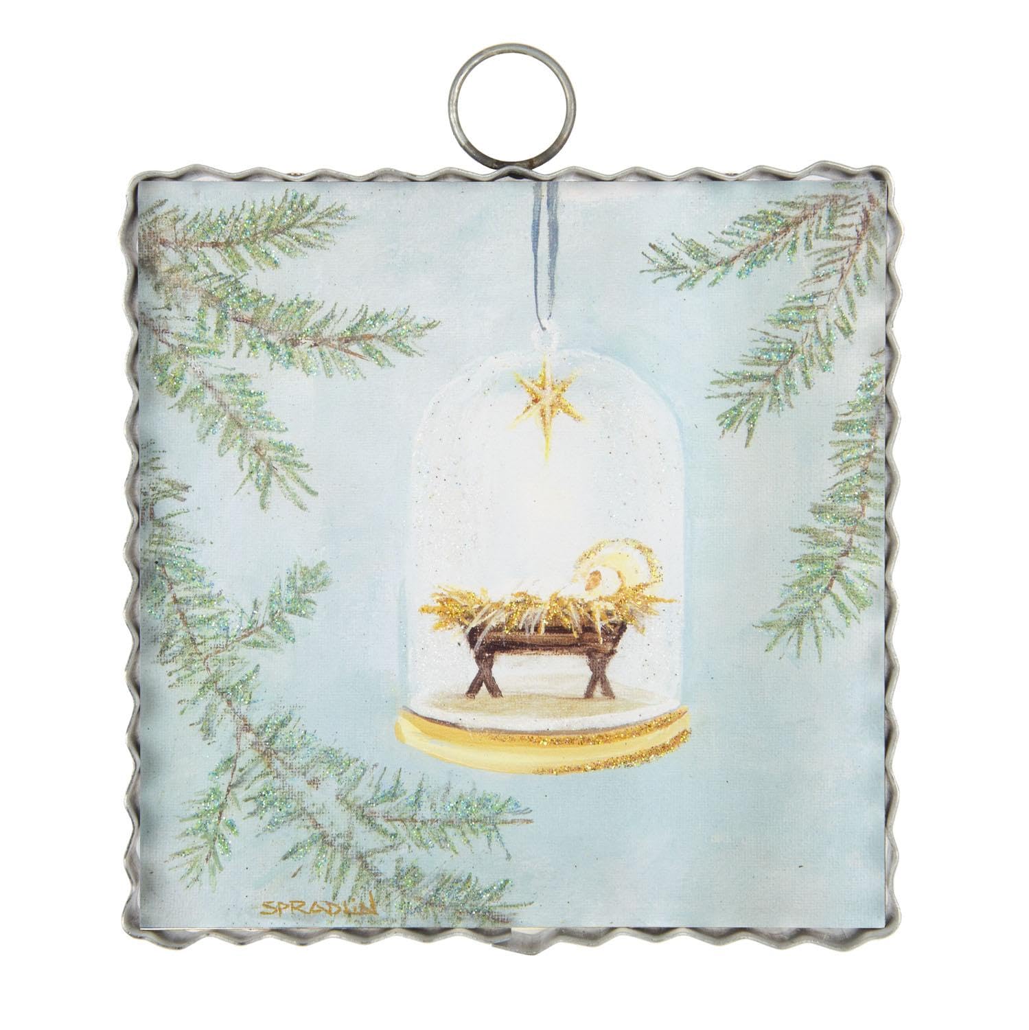 The Round Top Collection Baby Jesus Nativity Manger Metal Plaque