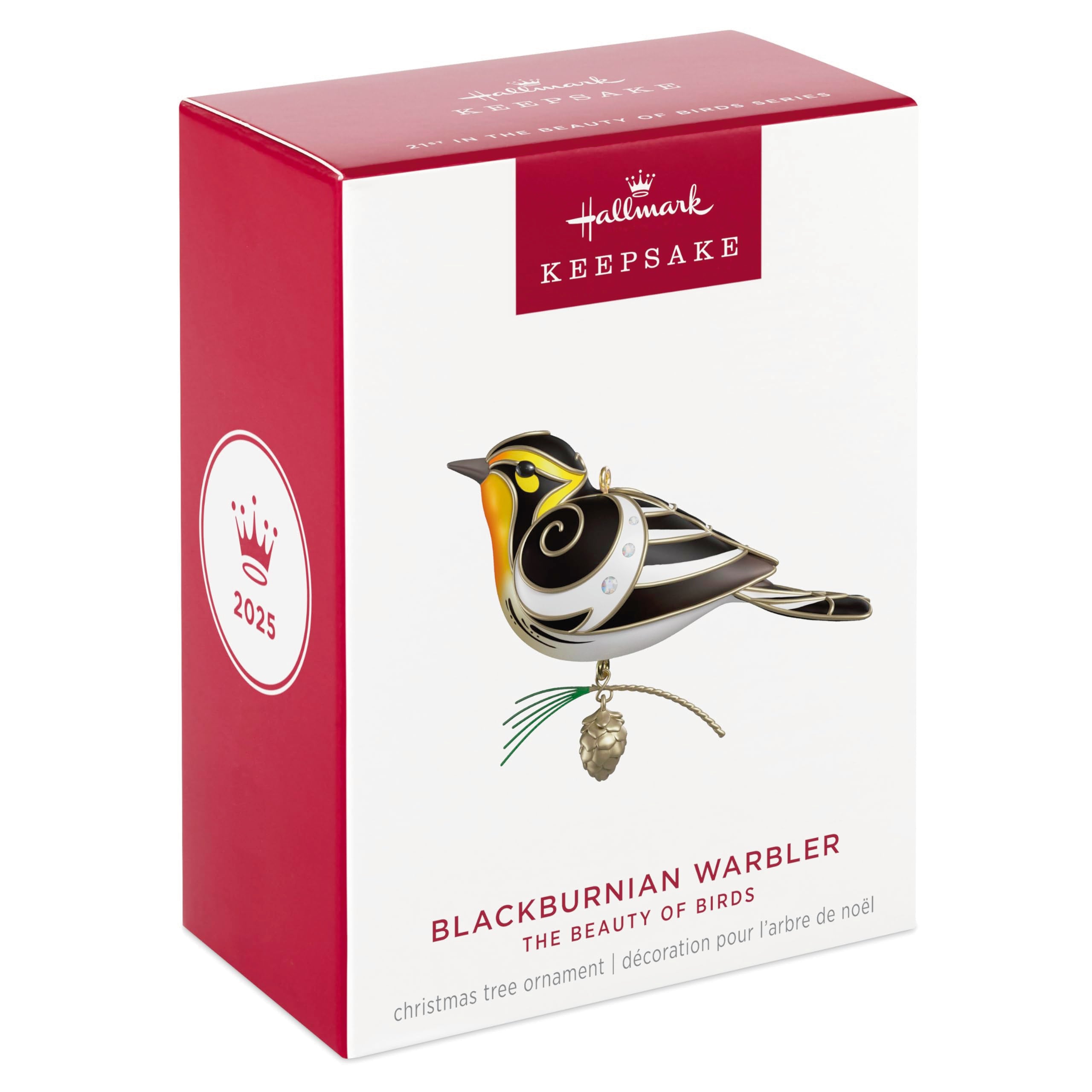 Hallmark Keepsake Christmas Ornament 2025, The Beauty of Birds Blackburnian Warbler, Gifts for Nature Lovers