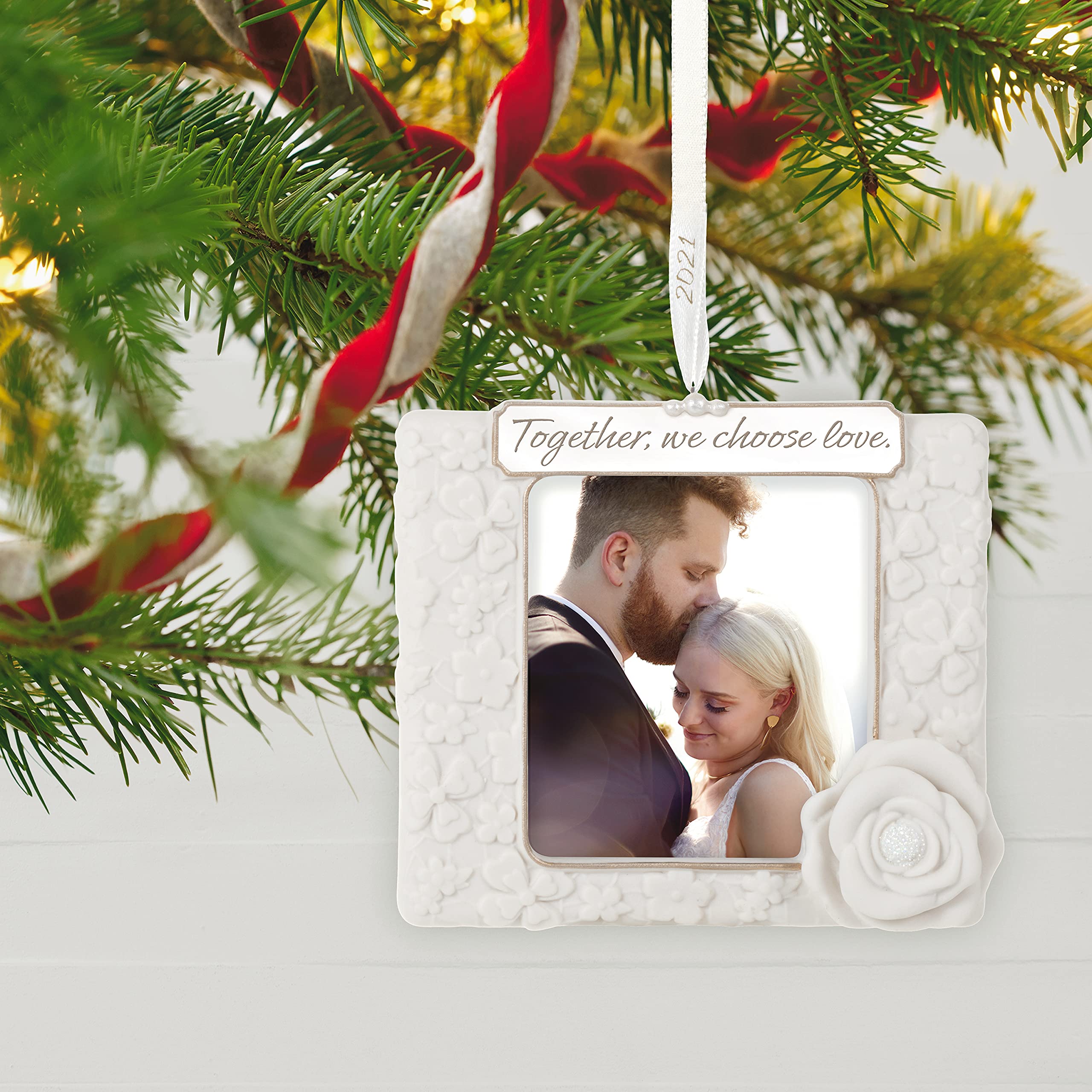 Hallmark Keepsake Christmas Ornament 2021 Year-Dated, We Choose Love Photo Frame, Porcelain