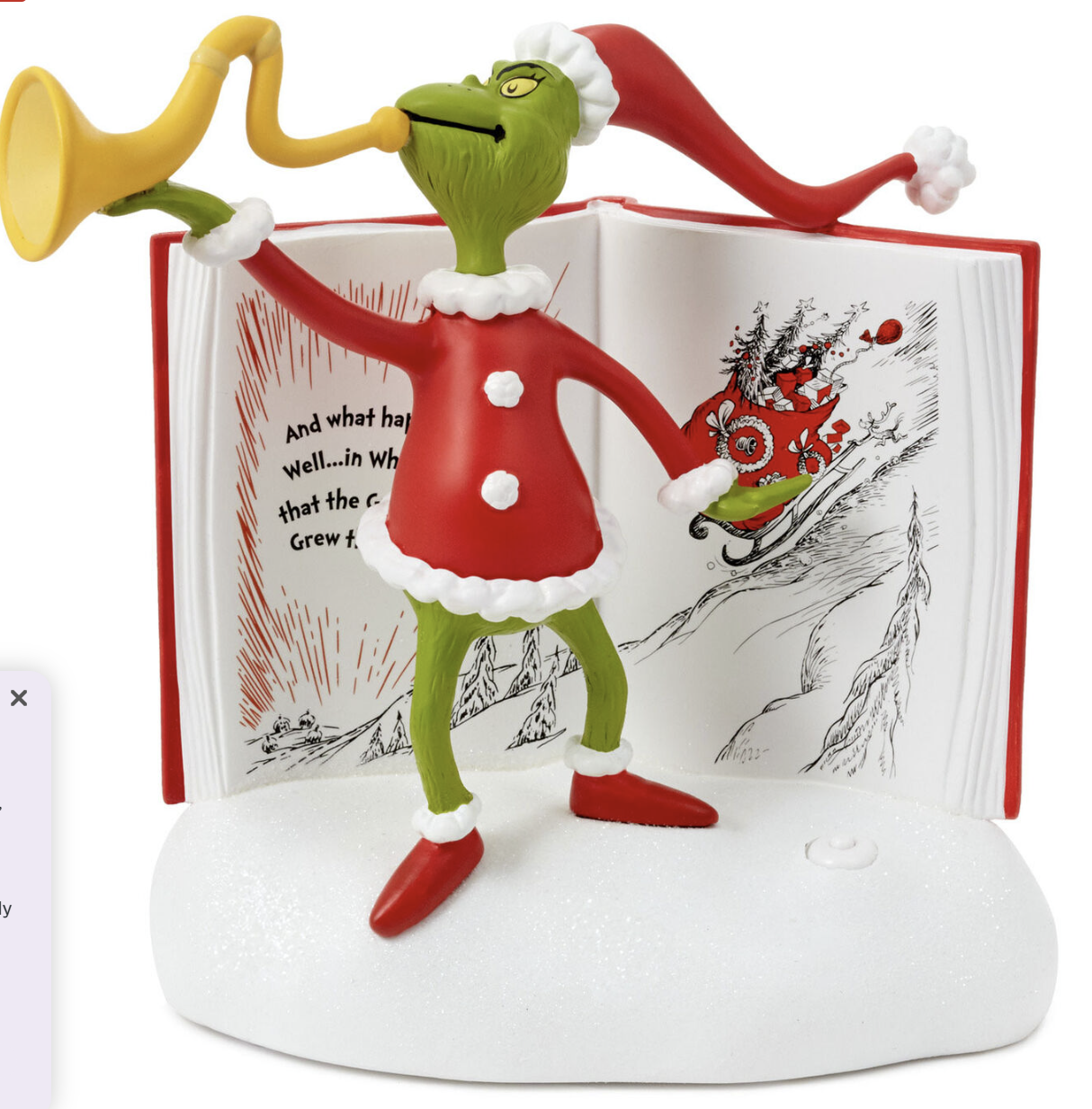 Hallmark Dr. Seuss How the Grinch Stole Christmas! Storybook Figurine With Sound