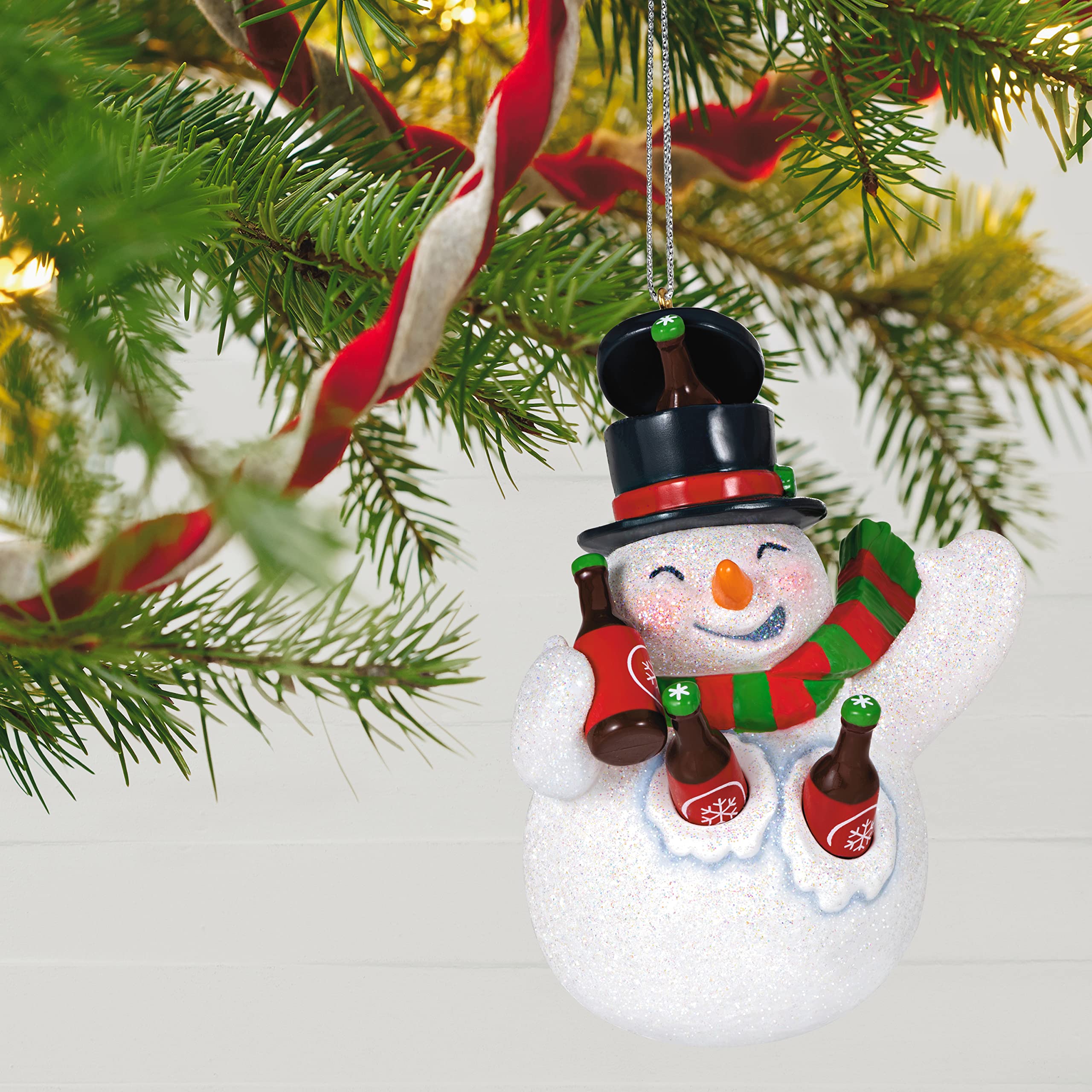 Hallmark Keepsake Plastic Christmas Ornament 2022, Jolly Beer Belly Snowman