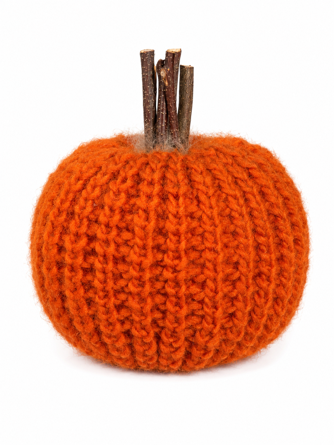 Fall Crochet Pumpkin K&K Interiors with Wood Stem
