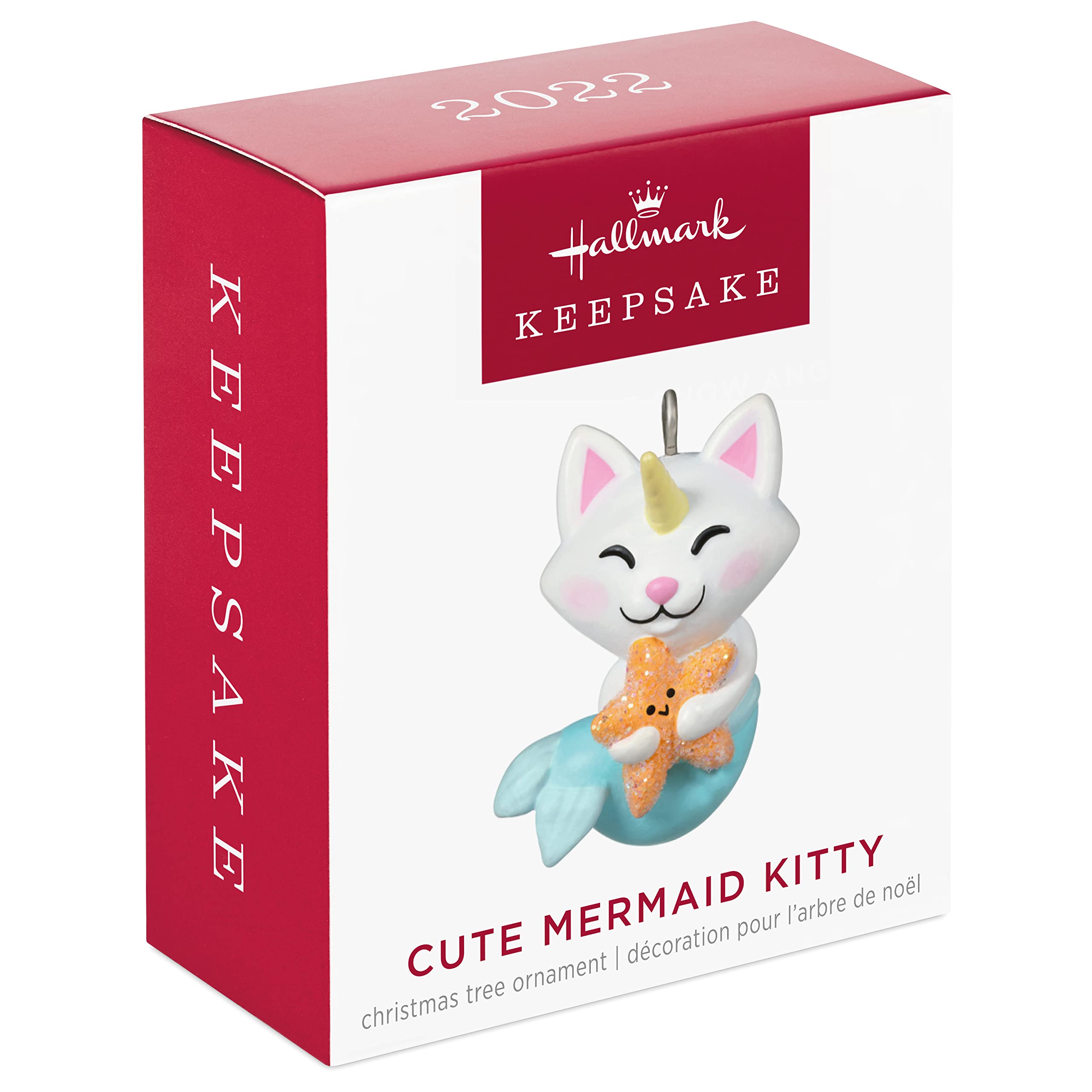 Hallmark Keepsake 1" Miniature Christmas Ornament 2022, Cute Mermaid Kitty, Mini, Plastic