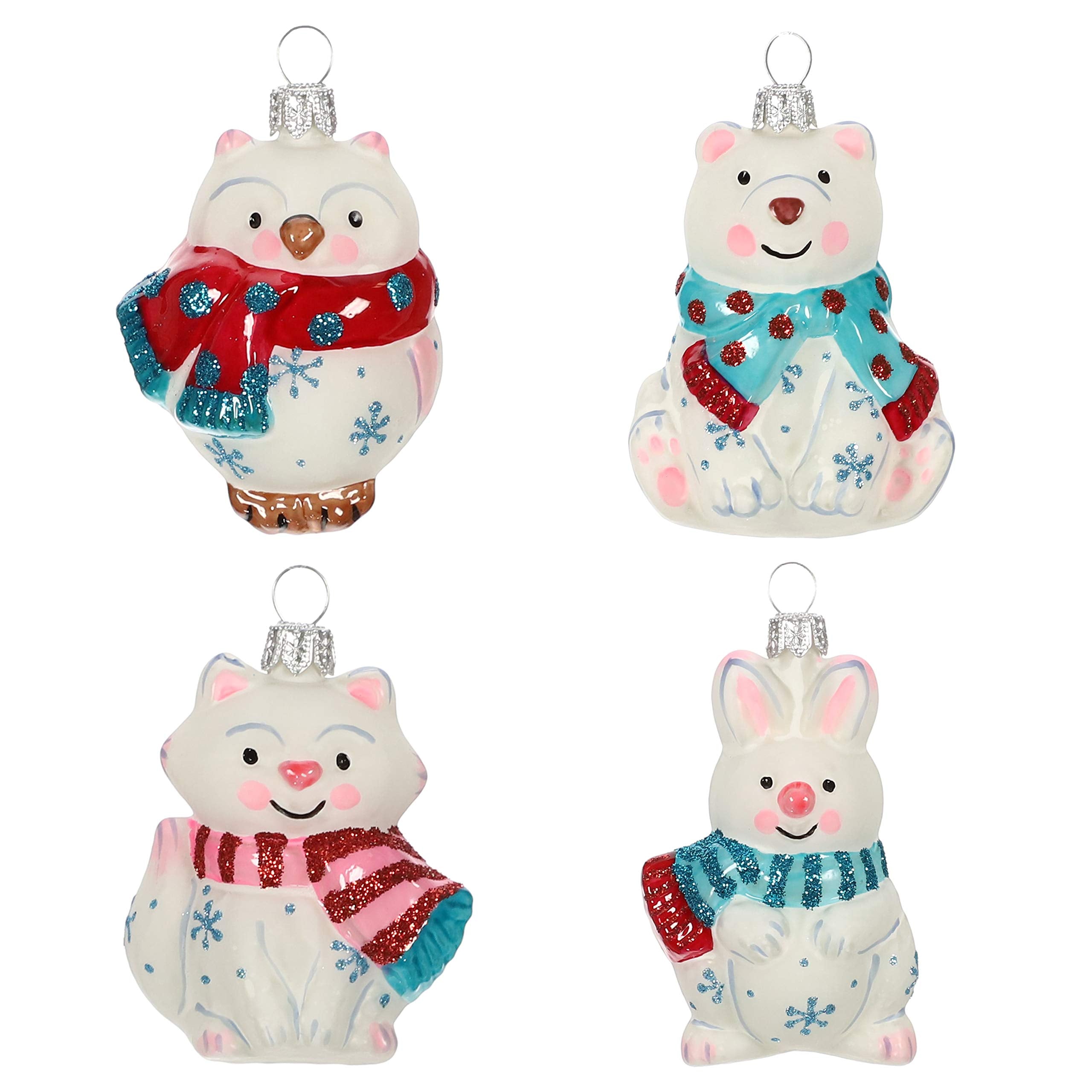 Hallmark Keepsake Mini Christmas Ornaments 2019 Year Dated, Arctic Friends Animals Miniature Blown Glass Ornament, Set of 4