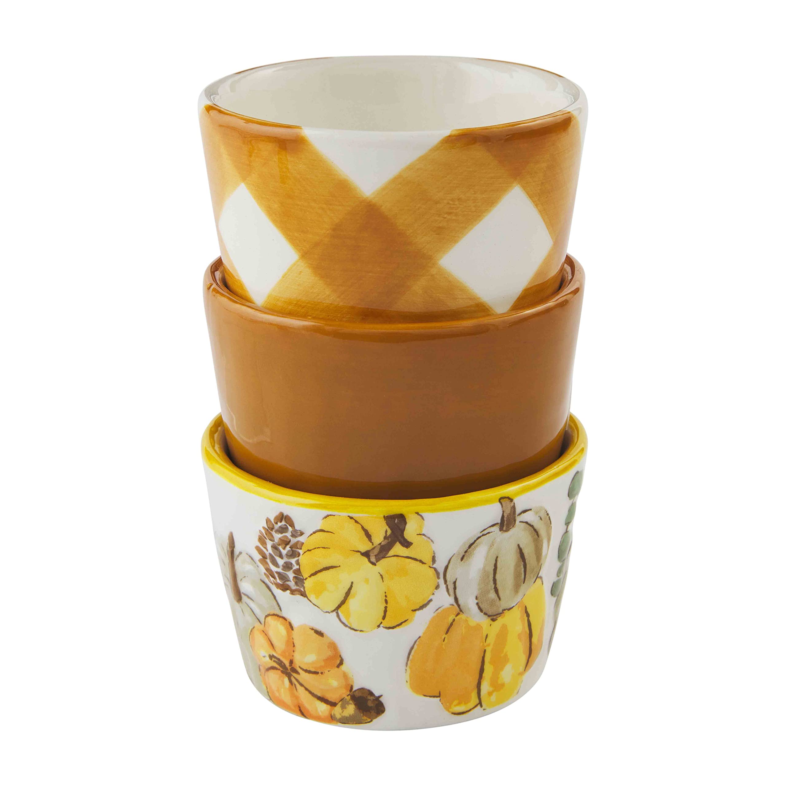 Mud Pie Buffalo Check Ramekin Set, Orange