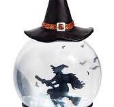 Raz Imports Flying Witch Lighted Swirling Bat Water Globe, 8-inch Height, Christmas Decoration, Black and Clear, 4416928