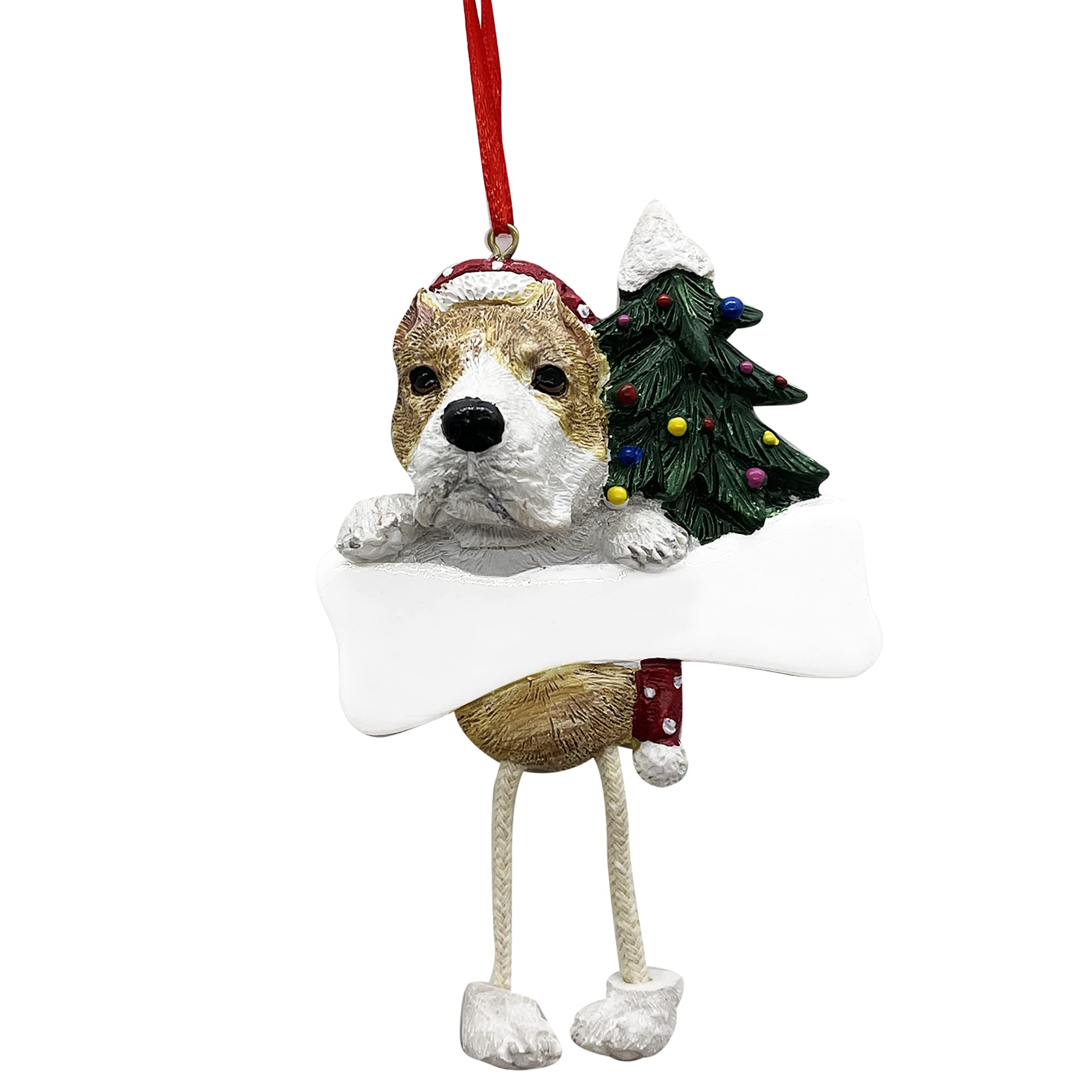 Pit Bull Ornament with Unique "Dangling Legs" Hand Painted and Easily Personalized Christmas Ornament
