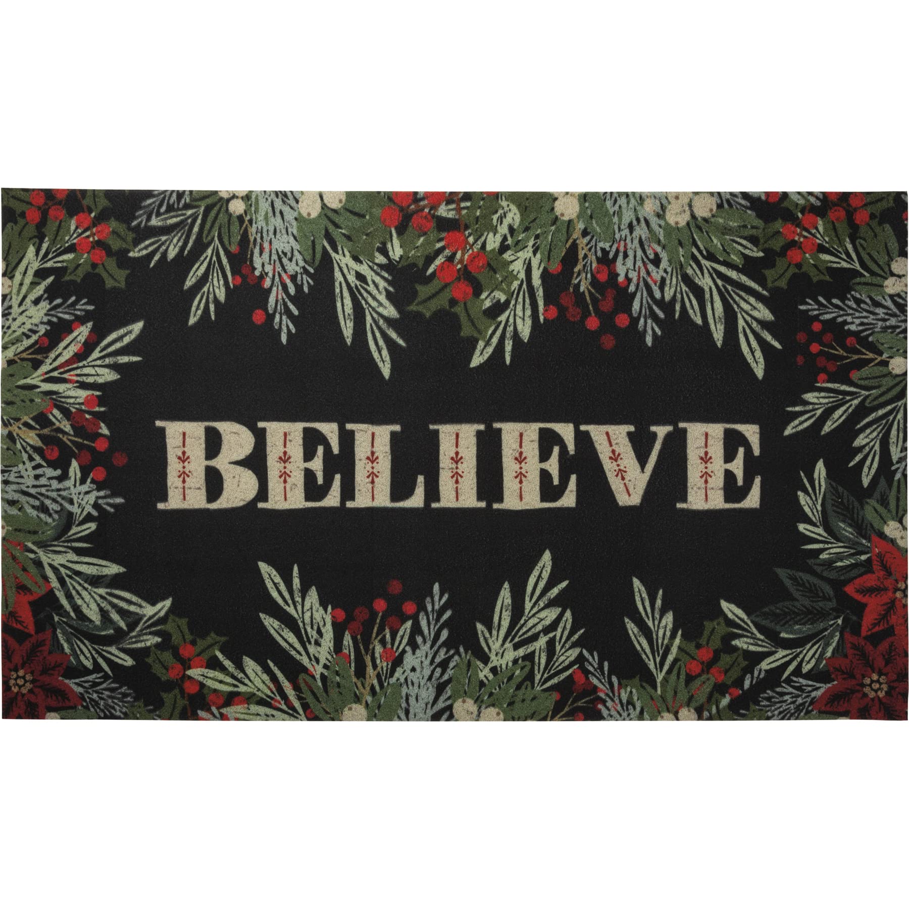 Holiday Greenery Design Believe Decorative Rug