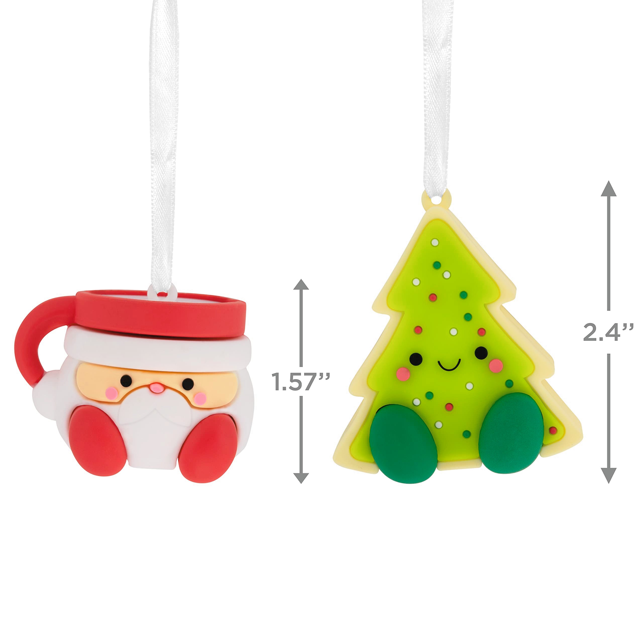 Better Together Santa Milk Mug and Christmas Tree Cookie Magnetic Hallmark Ornaments, Set of 2