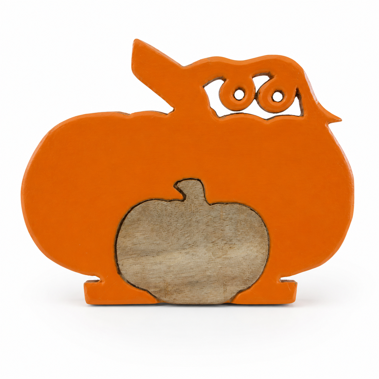 Wooden Pumpkins - Orange, Cattail Cottage 6 x 5 x 1"