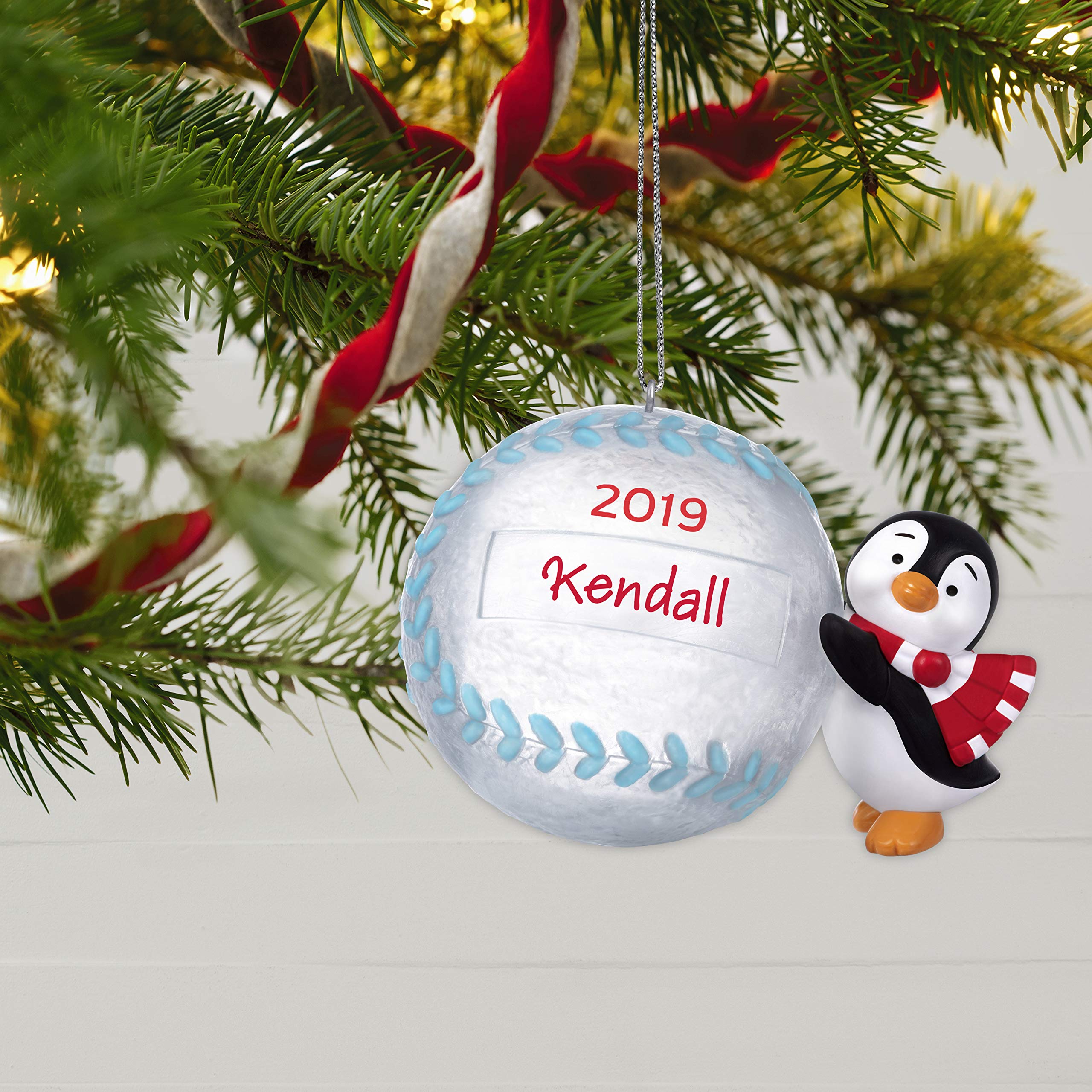 Hallmark Keepsake Christmas 2019 Year Dated Baseball Star Penguin DIY Personalized Ornament,