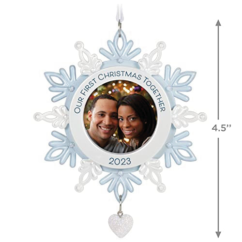 Hallmark Keepsake Christmas Ornament 2023, Our First Christmas Together Snowflake Photo Frame, Picture Gift