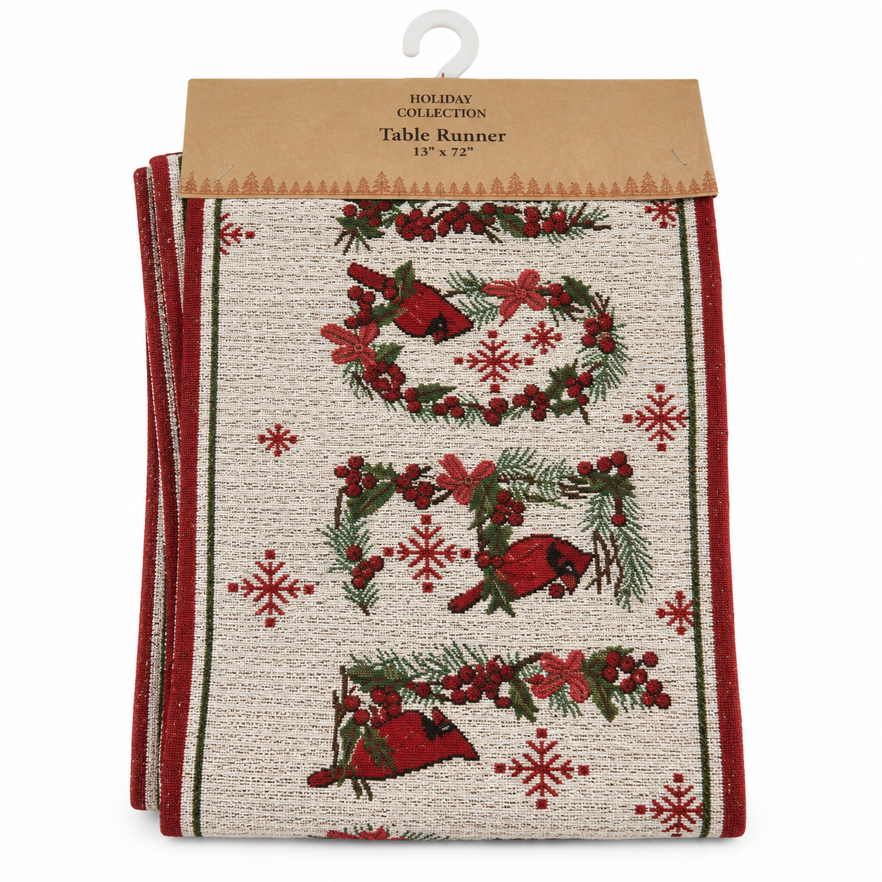 "NOEL" Cardinal Tapestry Holiday Table Runner (13 x 72)