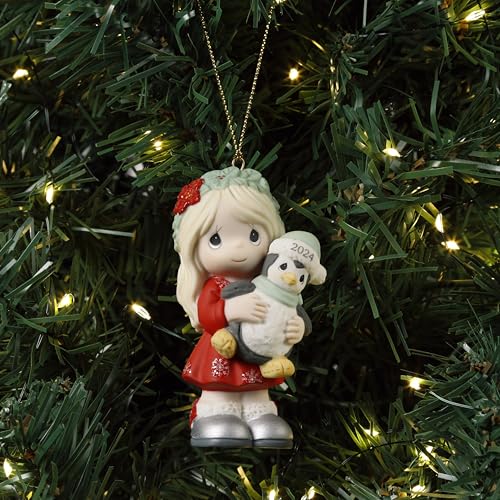 Precious Moments 2024 Collector Little Girl Ornament | Have Yourself A Merry Little Christmas Dated 2024 Girl Bisque Porcelain Ornament | Holiday Decor & Gifts