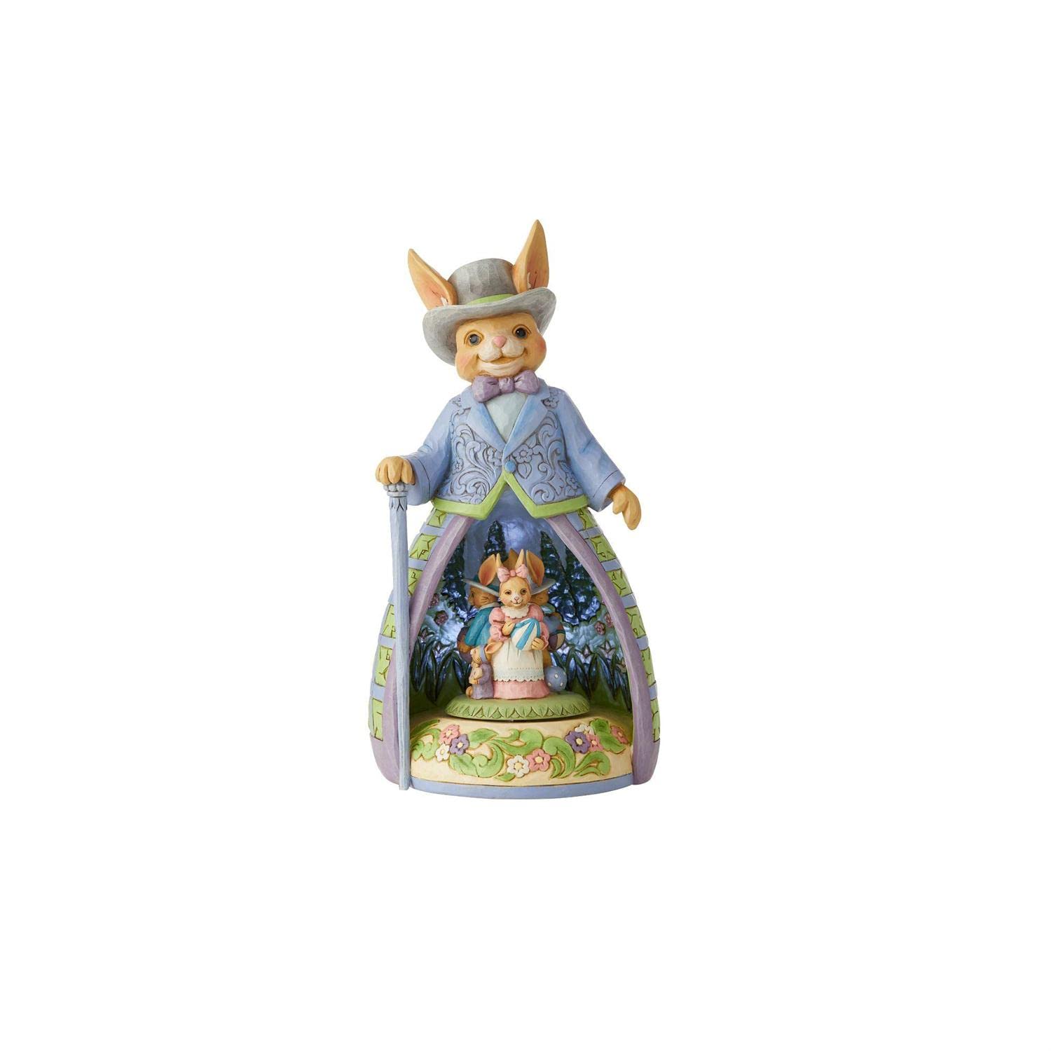 Enesco Jim Shore Easter Bunny with Hat Lighted Rotator Figurine, 11.12in H, Stone Resin