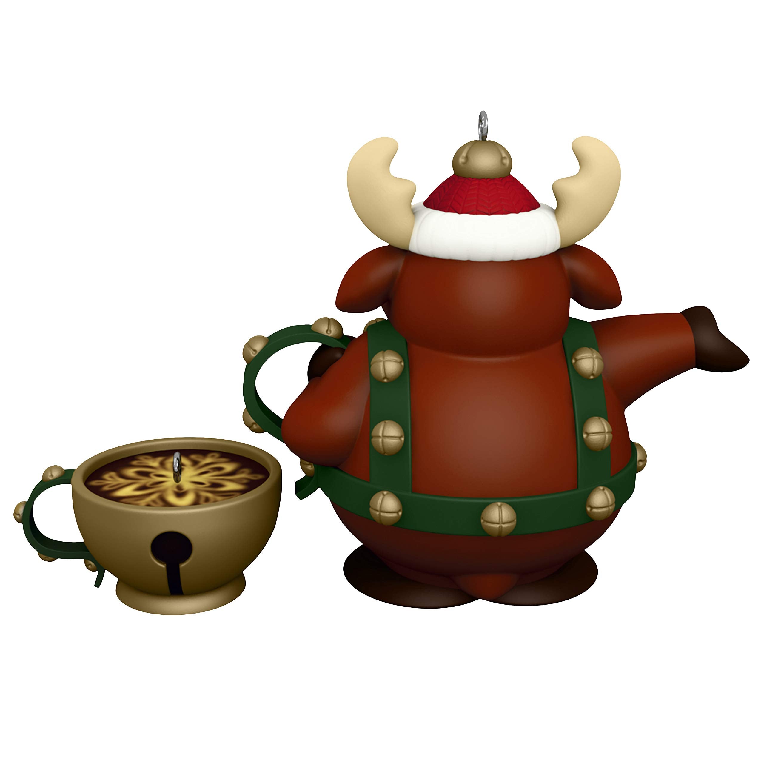 Hallmark Keepsake Christmas Ornaments 2020, Tea Time! Reindeer Teapot and Jingle Bell Teacup, Porcelain, Set of 2 (1999QXR9211)