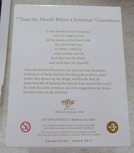 1 X 2011 Hallmark " TWAS THE MONTH BEFORE CHRISTMAS" Countdown Ornament - QXG4719