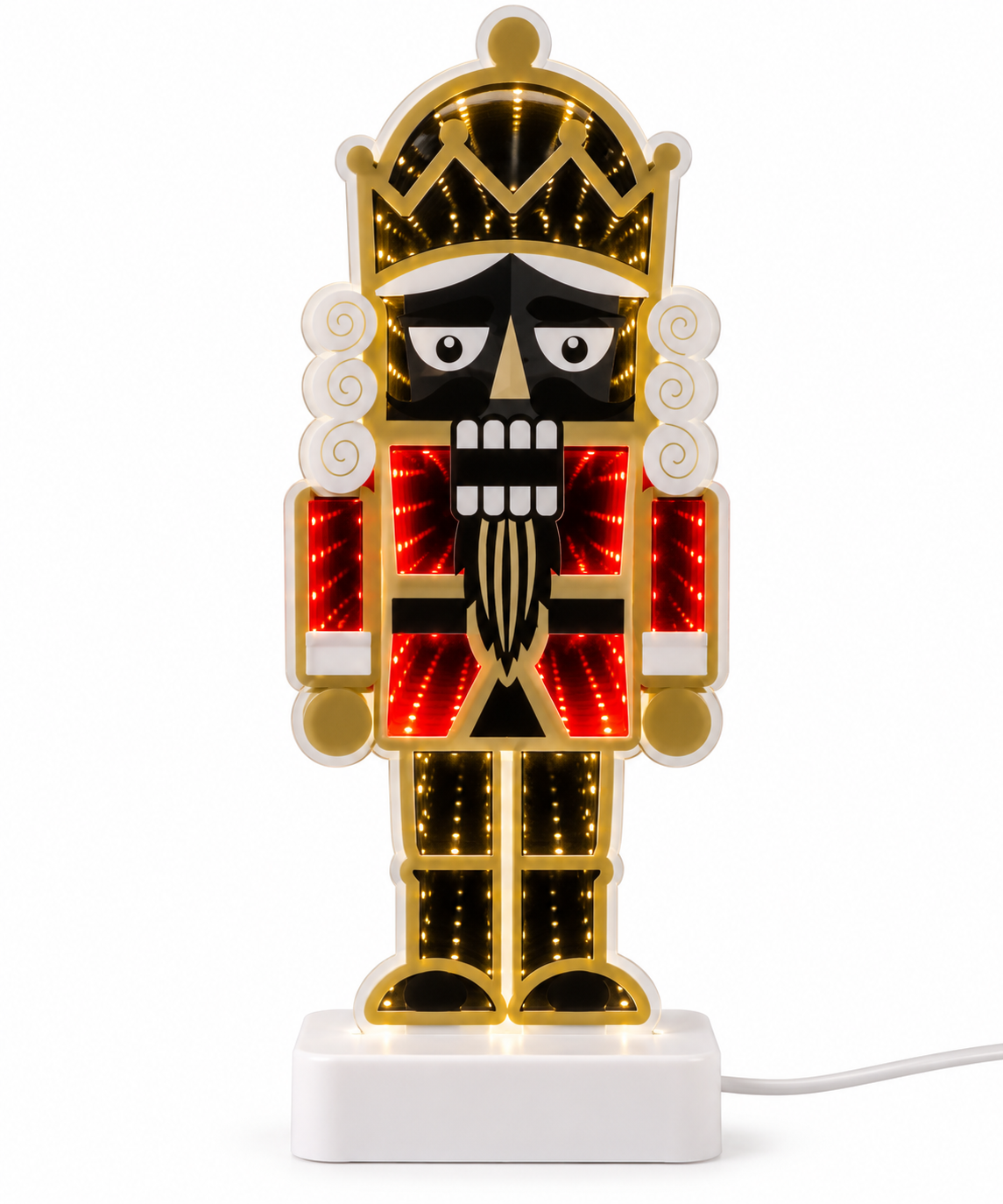 Gerson 11" Lighted Double-Sided Infinity Mirror Nutcracker Tabletop Decor