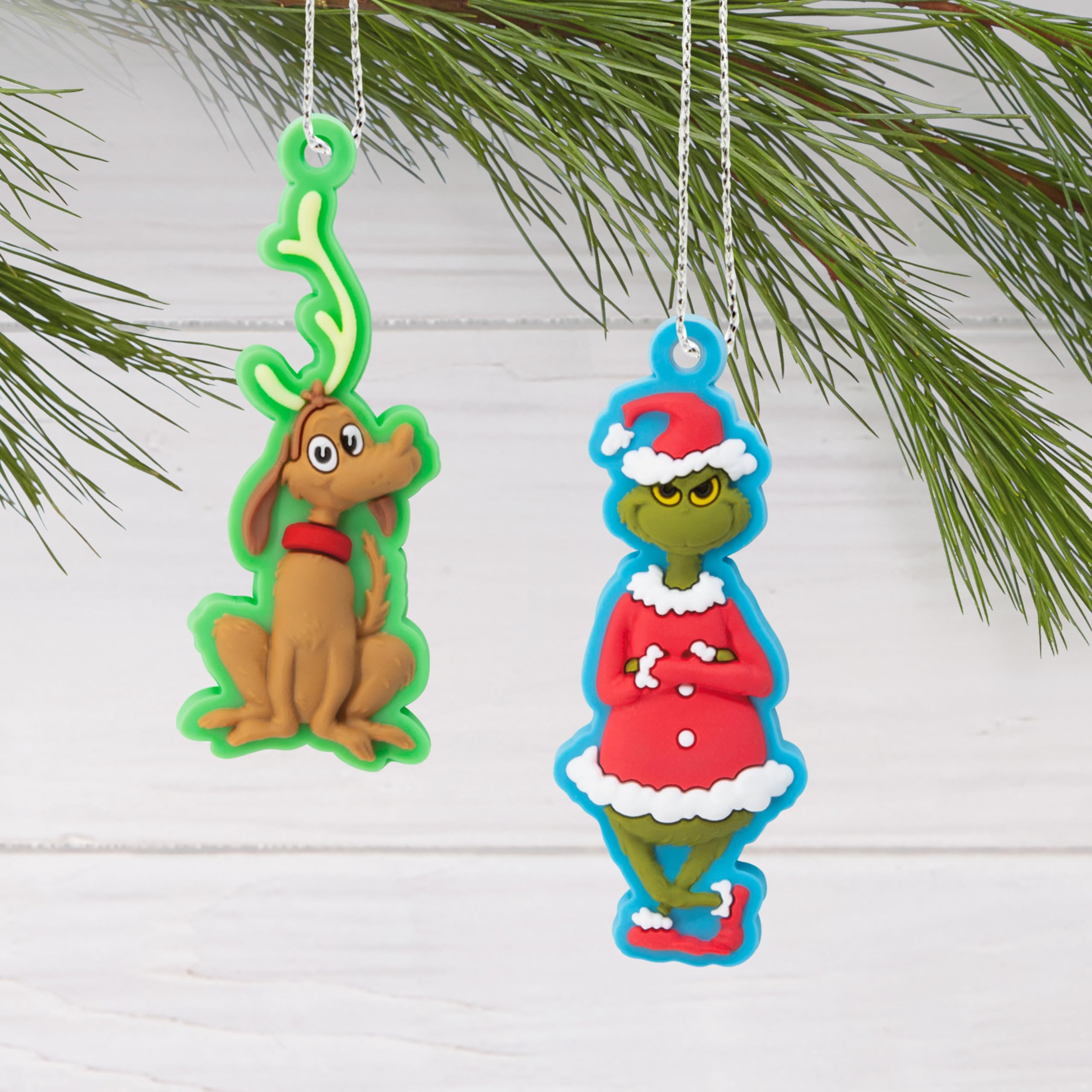 Hallmark Dr. Seuss's How the Grinch Stole Christmas! 5" Miniature Christmas Tree Topper and Mini Ornaments, Set of 5, Shatterproof