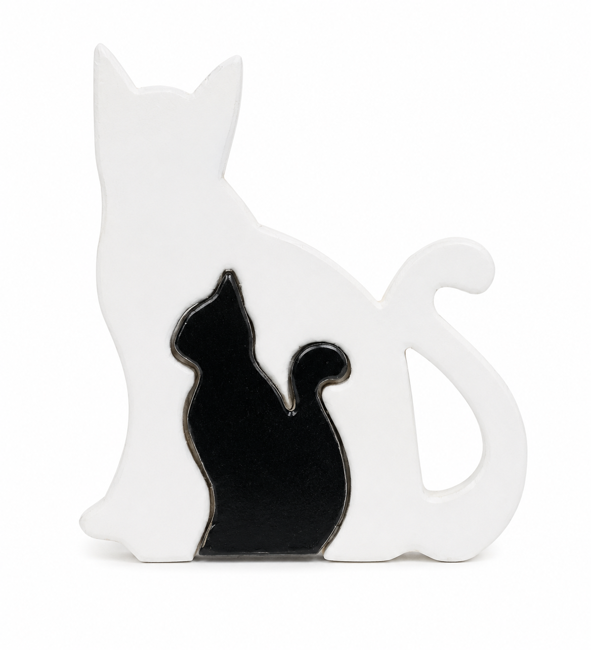 White Wooden Cat Silhouette Halloween Tabletop Décor