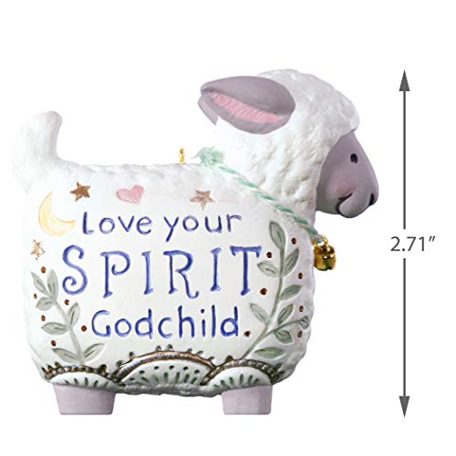 Hallmark Keepsake Christmas Ornament 2019 Year Dated Love Your Spirit, Godchild Lamb, New Baby Baptism Gift Porcelain