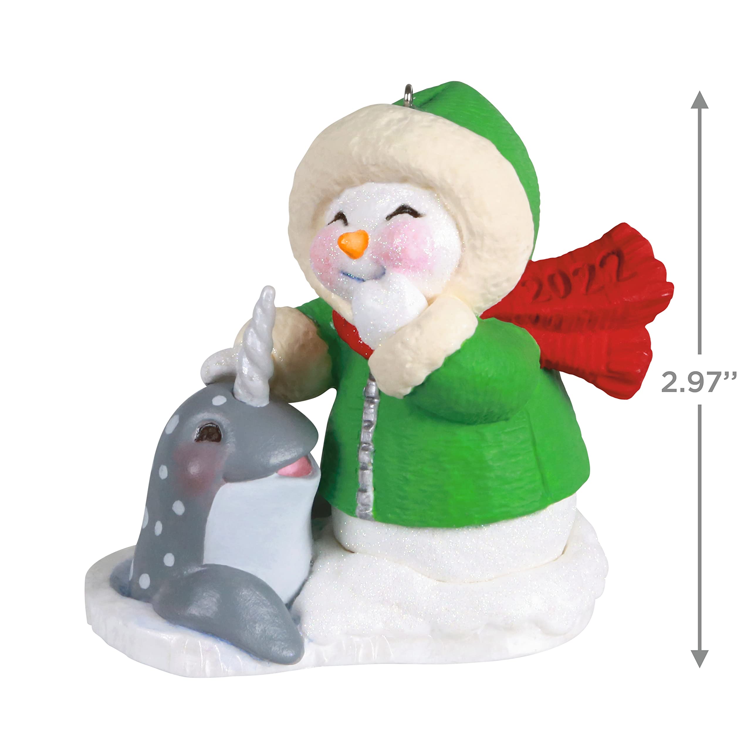 Hallmark Keepsake Christmas Ornament 2022 Year-Dated, Snow Buddies Snowman and Narwhal, Plastic
