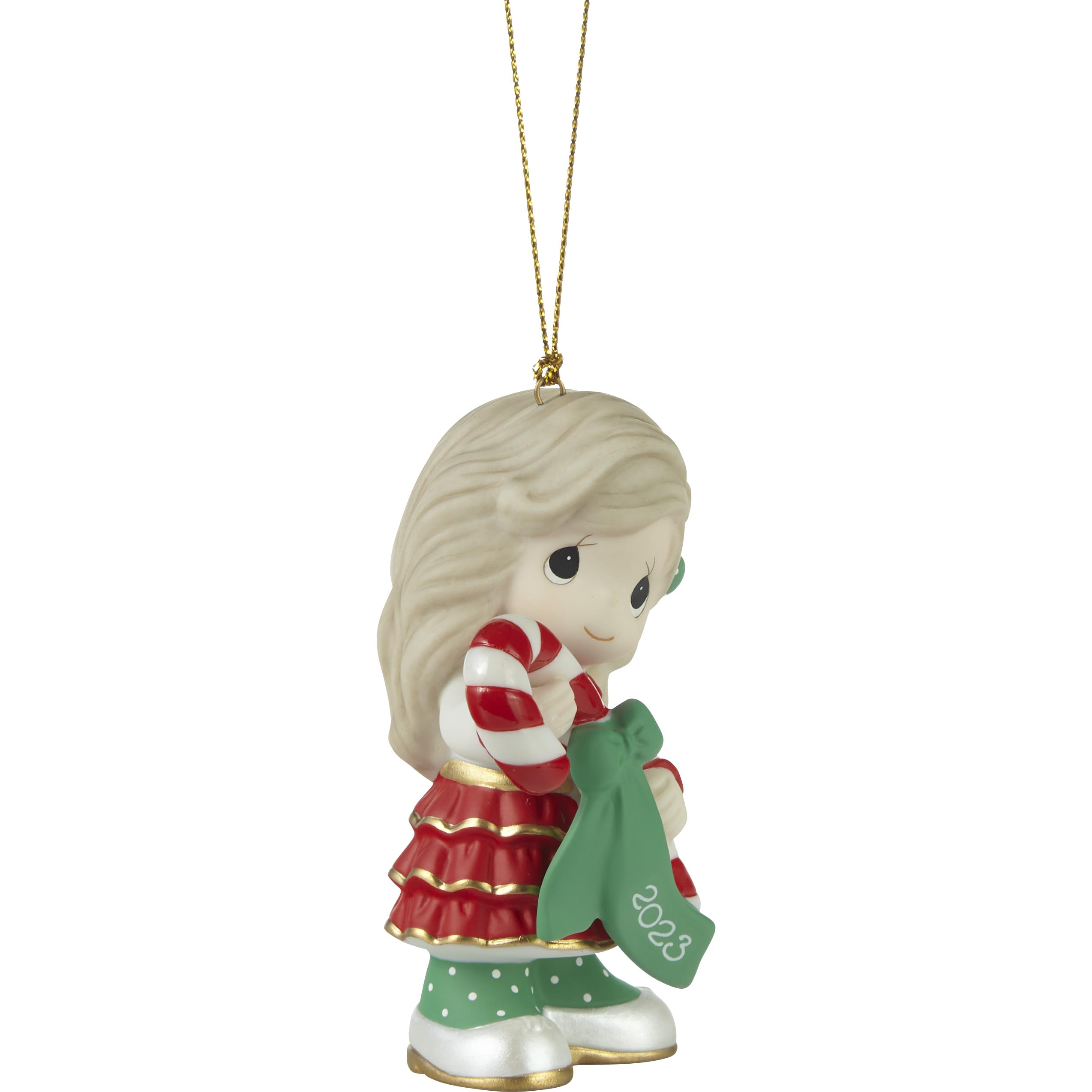 Precious Moments 231002 Sweet Christmas Wishes 2023 Dated Girl Bisque Porcelain Ornament