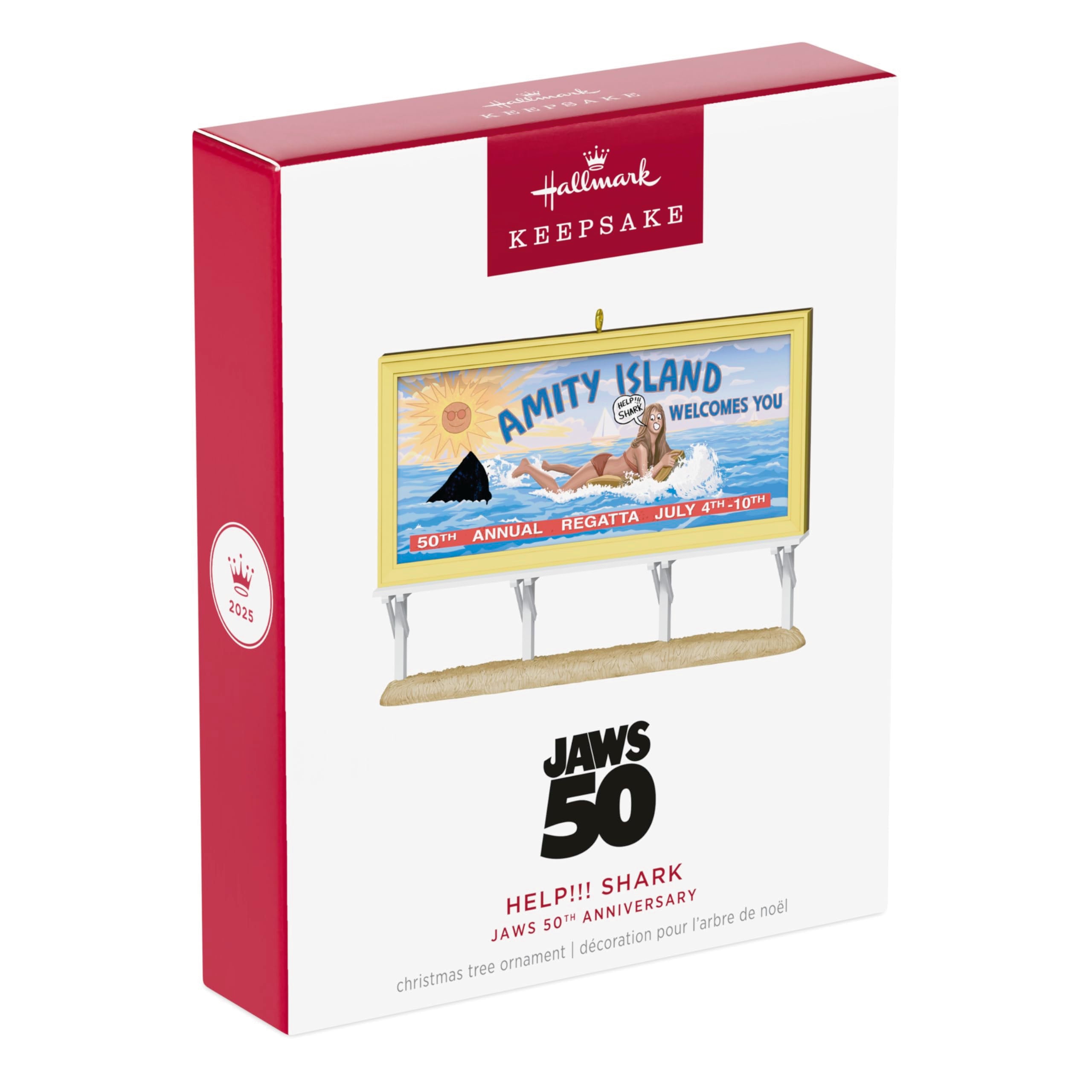 Help!!! Shark, Jaws 50th Anniversary, 2025 Hallmark Keepsake Christmas Ornament