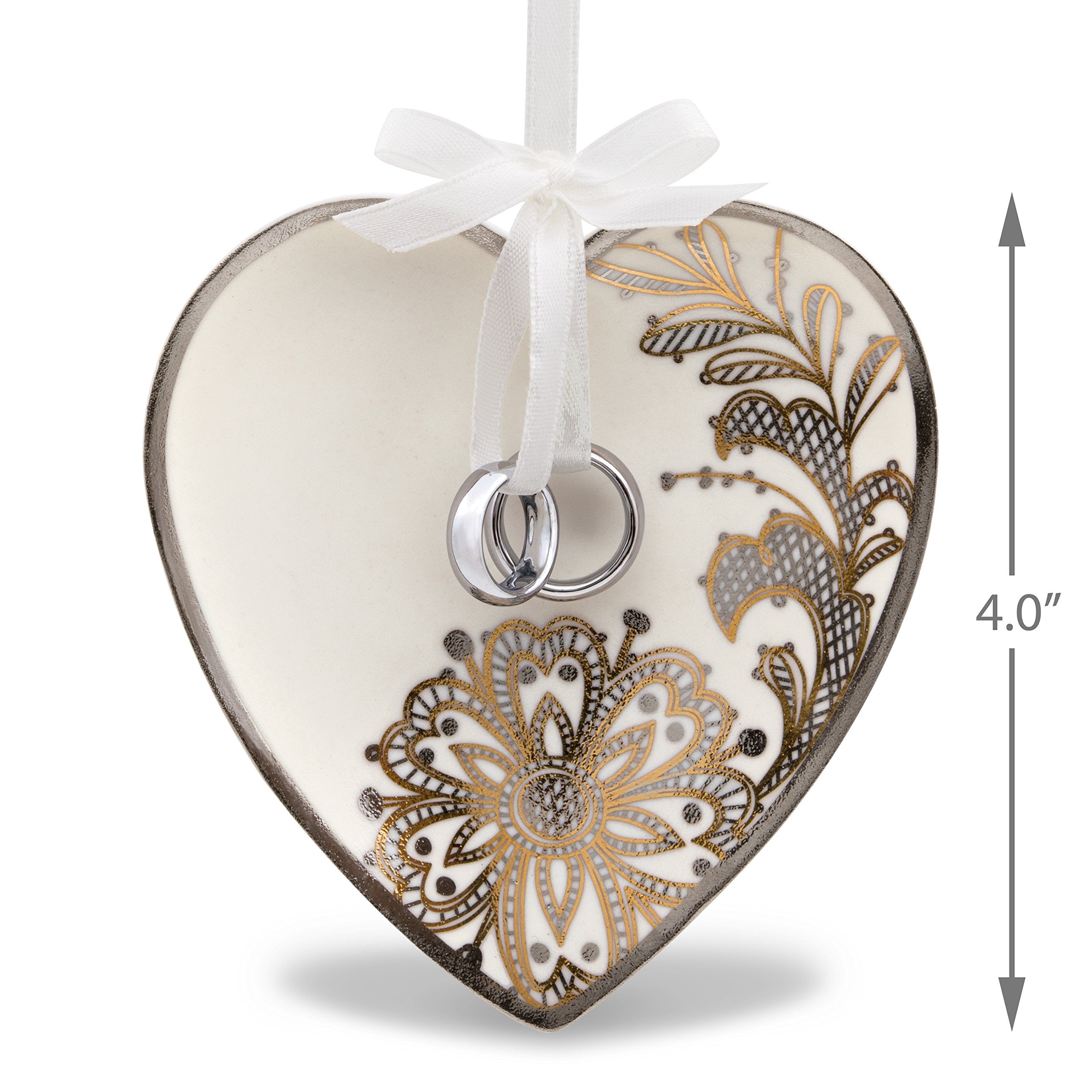 Hallmark 1995QHX1002 Wedding Heart and Rings Keepsake Christmas Ornaments