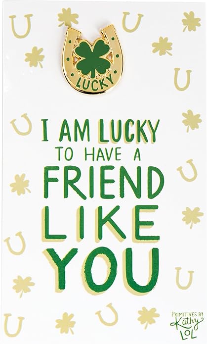 Enamel Pin and Card for Lapel, Backpack, Purse, Lanyard, Jacket (Lucky Friend)