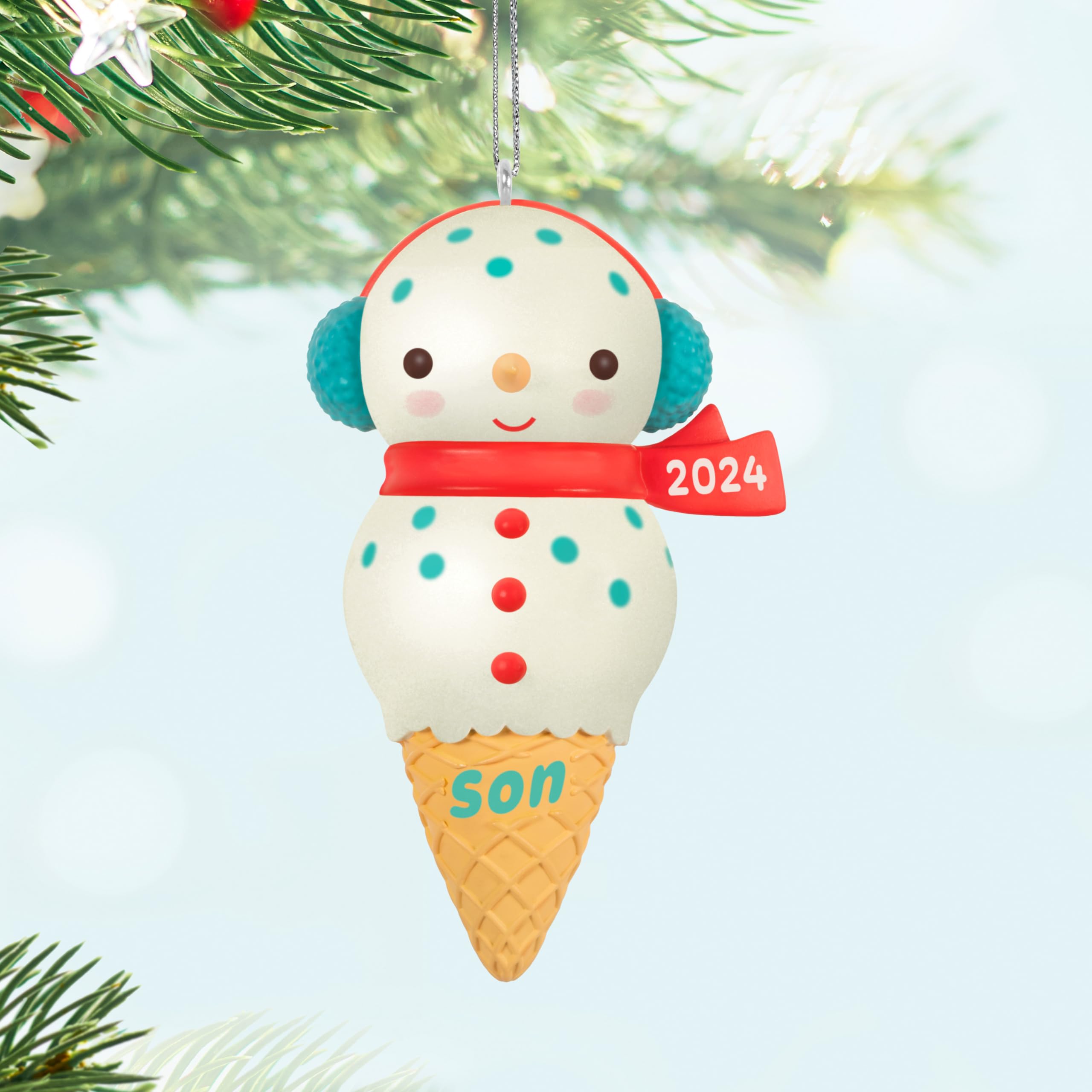 Hallmark Keepsake Christmas Ornament 2024, Son Snowman Ice Cream Cone 2024, Family Gifts