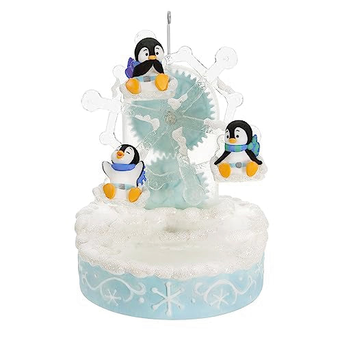 Hallmark Keepsake Christmas Ornament 2023, Playful Penguins on Ferris Wheel, Musical Ornament with Light and Motion