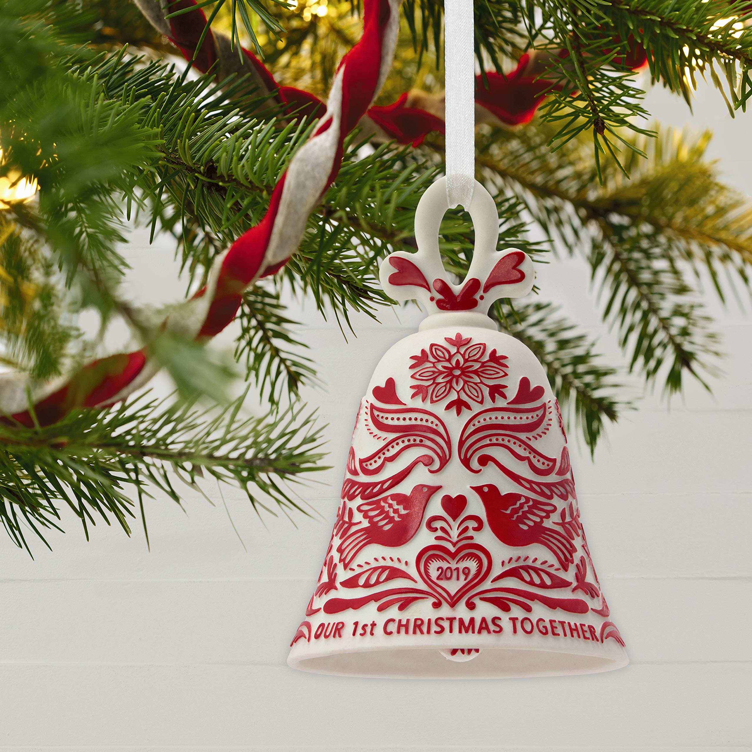 Hallmark Keepsake Ornament 2019 Year Dated Our First Christmas Bell, Porcelain