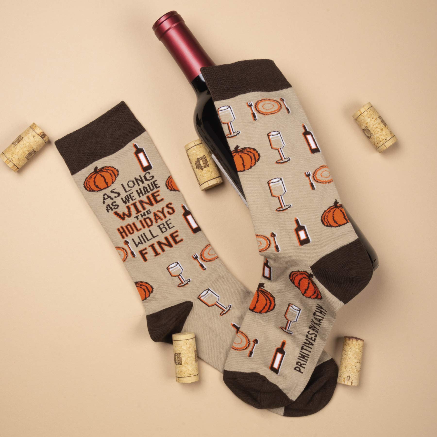 Primitives by Kathy "Wine for the Holidays" Novelty Socks