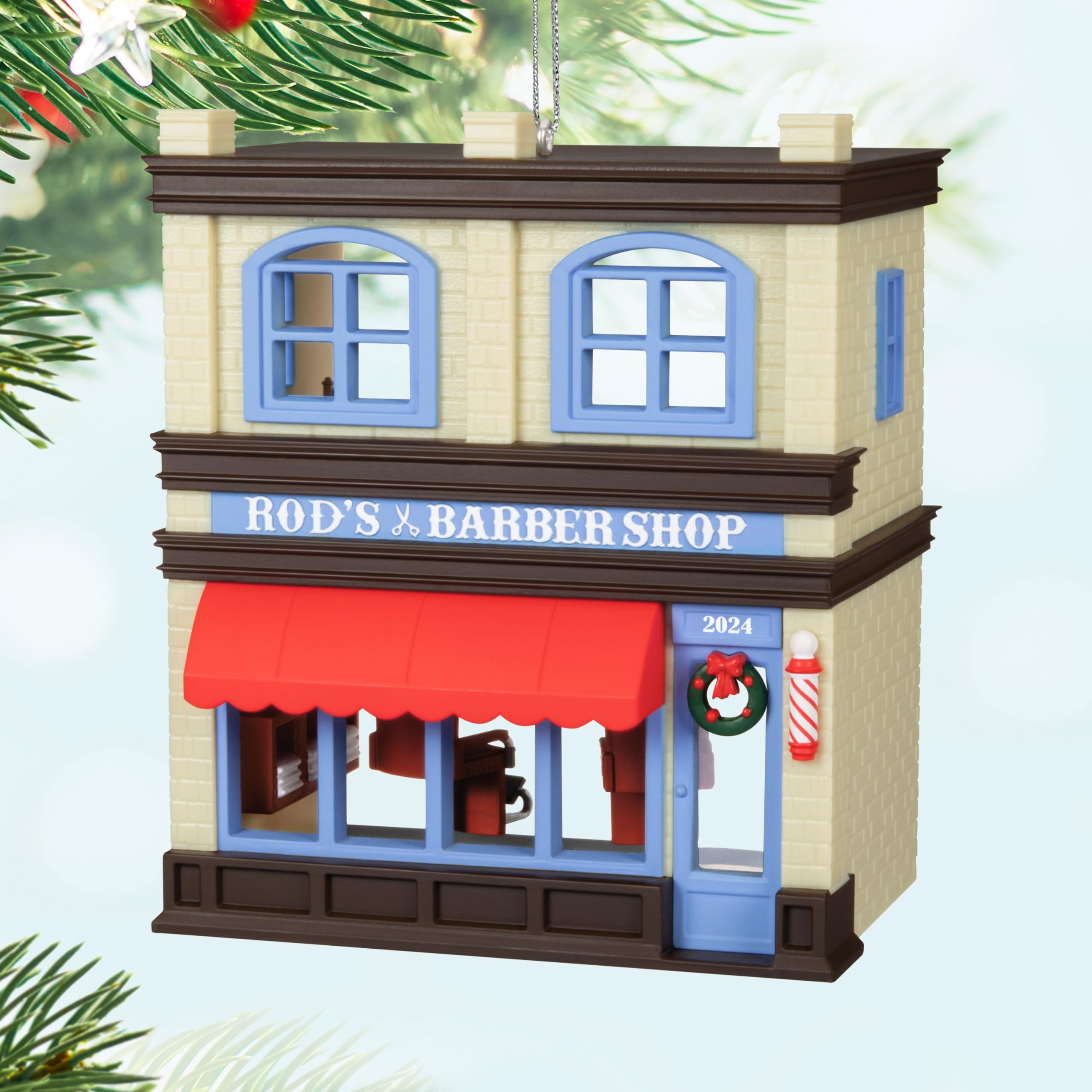 Hallmark Keepsake Christmas Ornament 2024, Nostalgic Houses and Shops Rod's Barbershop 2024, Family Gifts